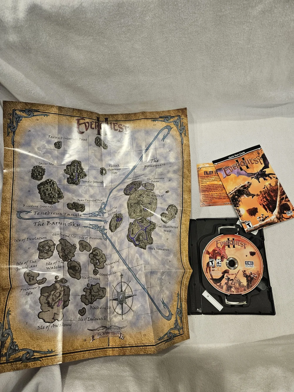 Everquest II : Kingdom of Sky PC Video Game 9-Disc Set w/ Expansion Pack & Map